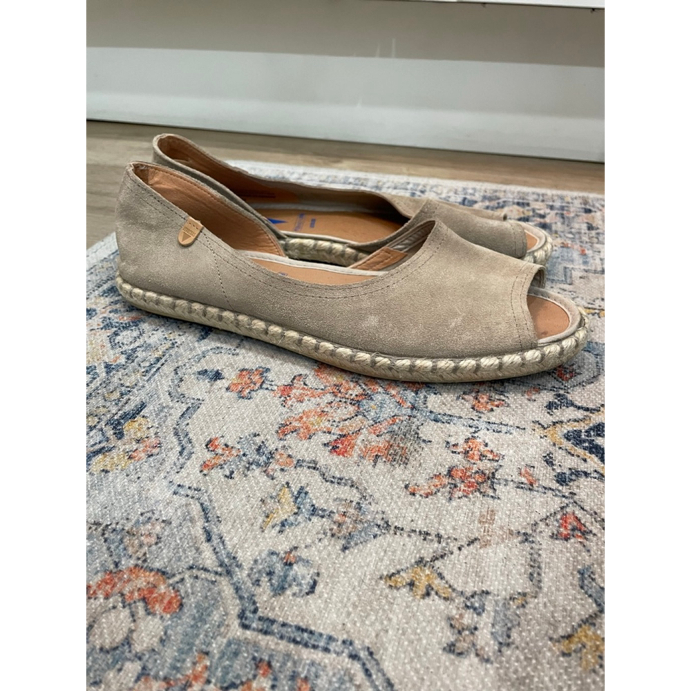 Verbenas Cruz Espadrille Flats 9.5 US 40 Peep Toe Suede Leather Sock 
Comfort